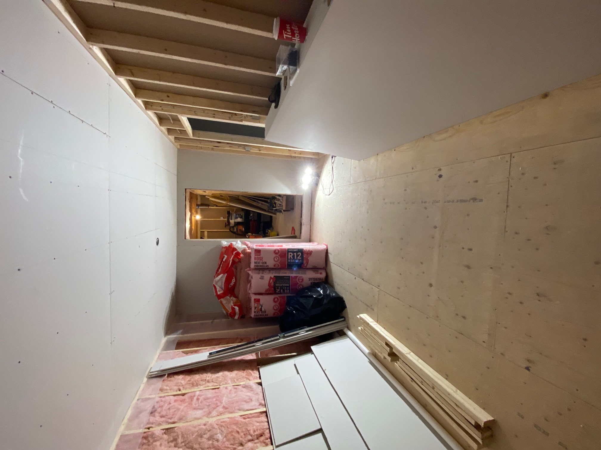 Garage conversion ADU framing progress photo in Clarington, Ontario