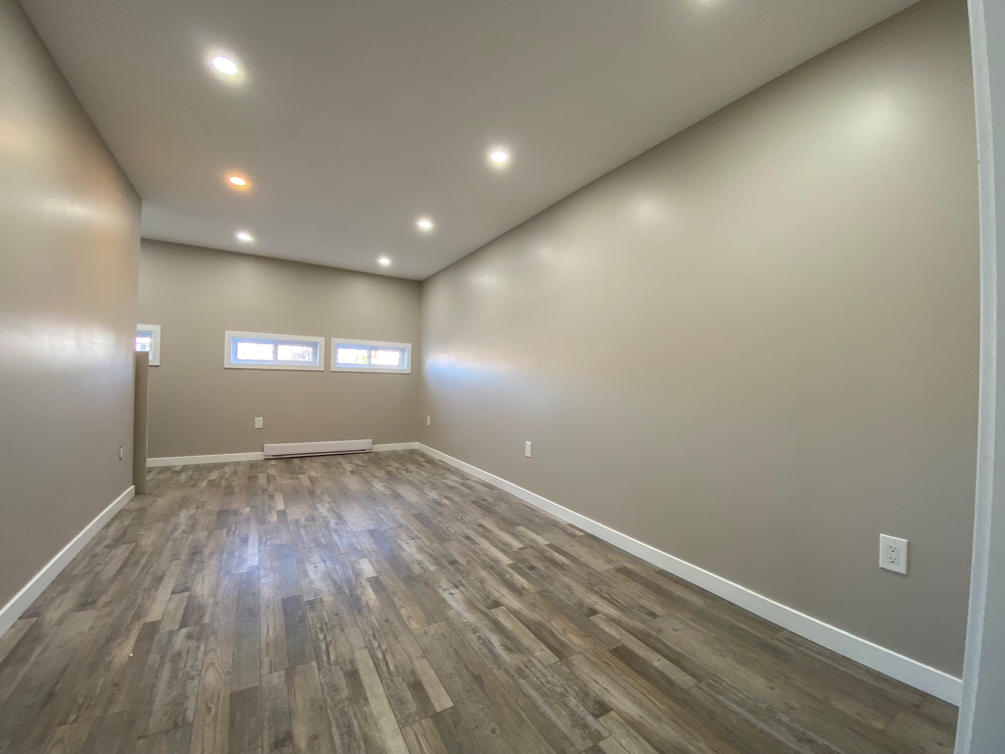 Finished living room in garage conversion ADU in Clarington, Ontario